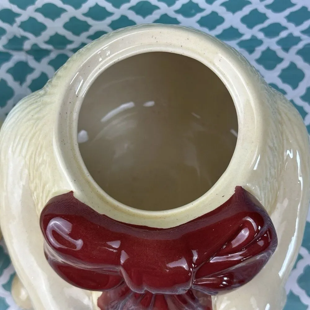 Vintage Metlox Pottery USA Teddy Bear with Ribbon /‎ Bow Cookie Jar